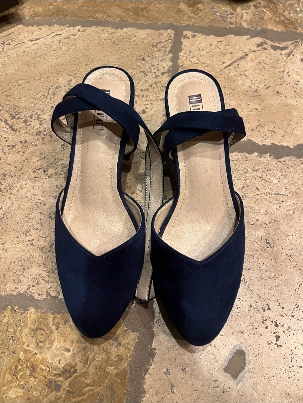 Classic Navy Suede Pointed-Toe Heels